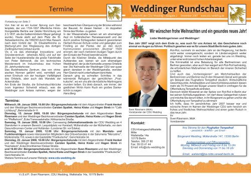 Weddinger Rundschau - CDU Ortsverband Wedding in Berlin-Mitte