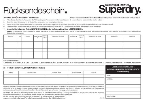 Rücksendeschein zurück - Superdry