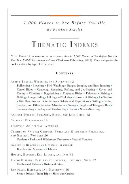 ThemaTic indexes - 1000 Places To See Before You Die