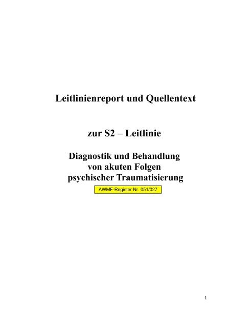 Leitlinienreport Und Quellentext Zur S2 – Leitlinie - AWMF