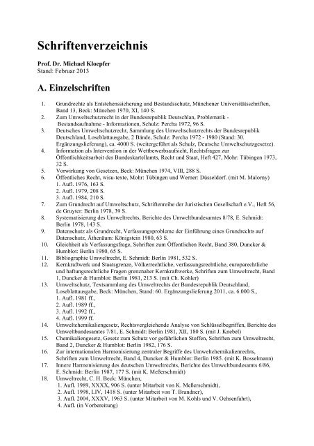 PDF-Datei - Prof. Dr. Michael Kloepfer - Humboldt-Universität zu Berlin