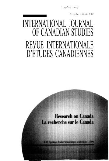 International Journal of Canadian Studies / Revue internationale d