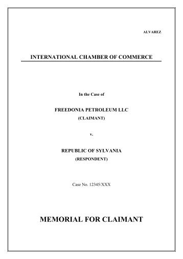 MEMO CLAIMANT - ALVAREZ - FDI Moot