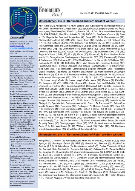 Der Immobilienbrief Nr 186 und DIB Ruhr Nr