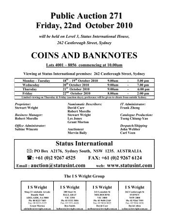 COINS AND BANKNOTES - Status International