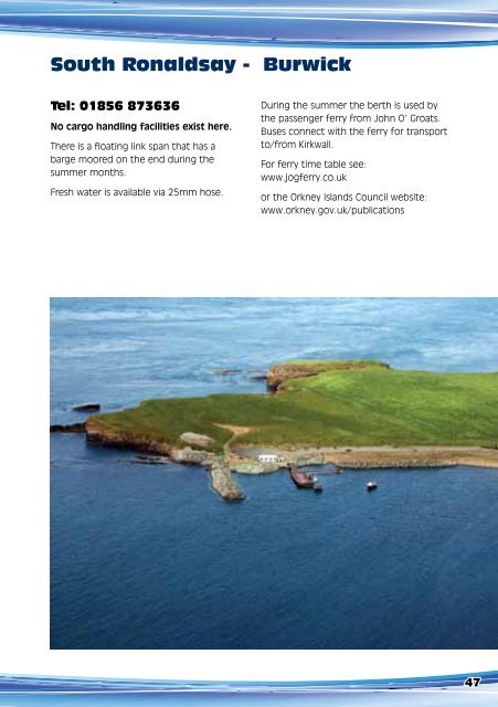 Orkney Ports Handbook - Orkney Islands Council, Marine Services