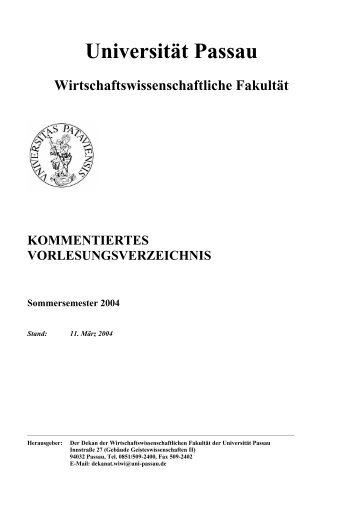 SS 2004 - Wirtschaftswissenschaftliche Fakultät - Universität Passau