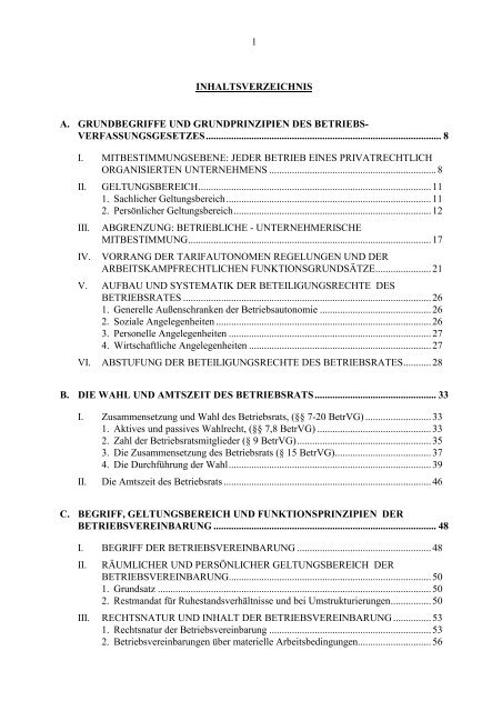 1 inhaltsverzeichnis a. grundbegriffe und grundprinzipien des betriebs