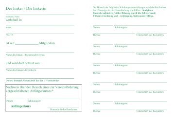 Schulungsnachweis - Landesverband Bayerischer Imker eV