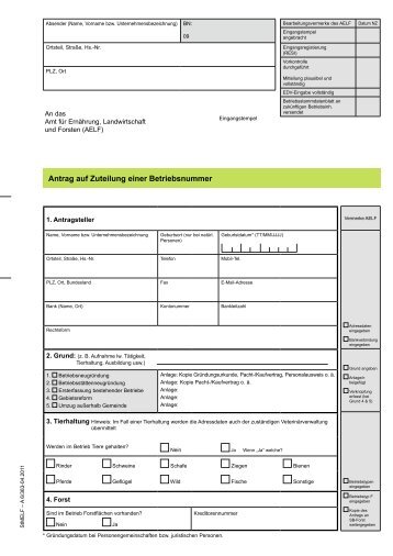 Antrag auf Zuteilung einer Betriebsnummer