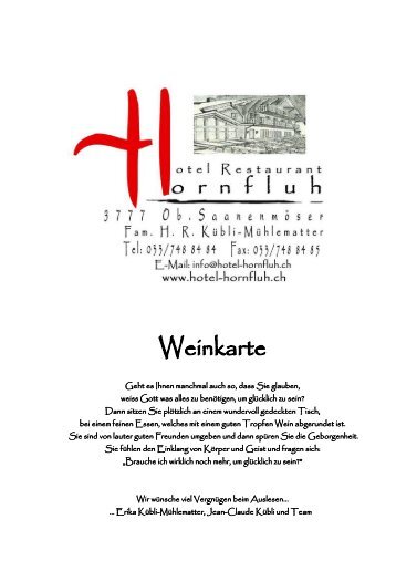 Weinkarte - Hotel Hornfluh