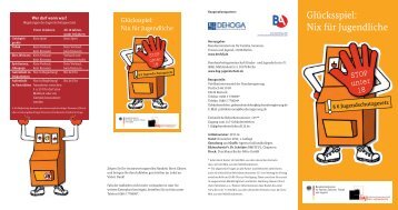 Flyer "Glücksspiel: Nix für Jugendliche" - Jugendschutz aktiv