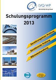 Schulungsprogramm 2013 - bei der LVQ-WP