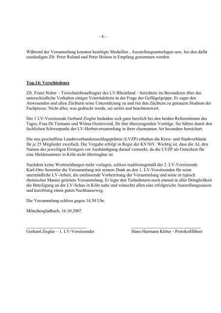 Landesverband Rheinischer Rassegeflügelzüchter e.V. Protokoll LV ...