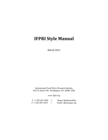 IFPRI Style Manual - International Food Policy Research Institute