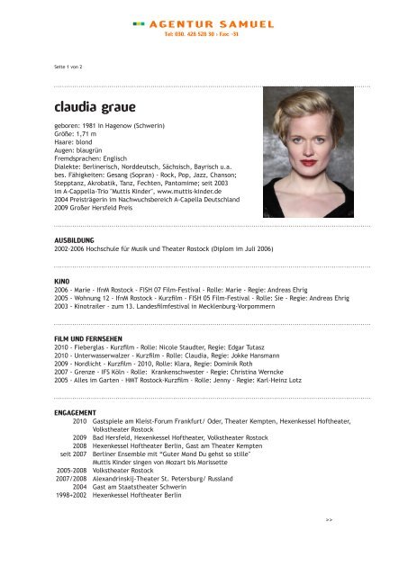 claudia graue - Agentur Samuel