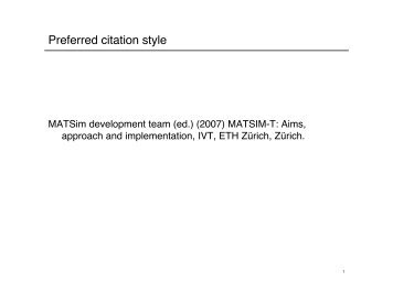 Preferred citation style - MATSim