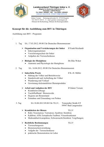 Konzept für die Ausbildung zum BSV in Thüringen - Landesverband ...