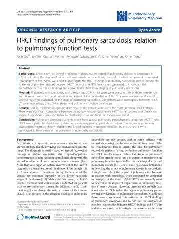 HRCT findings of pulmonary sarcoidosis; relation to pulmonary function tests