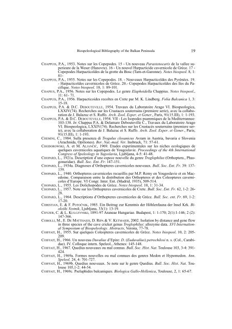 Biospeleological Bibliographyof the Balkan peninsula