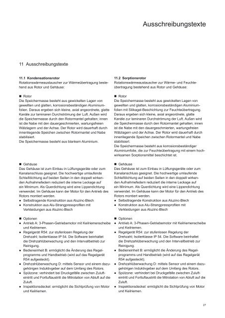 Rotationswärmeaustauscher Planungshandbuch ... - Hoval Herzog AG