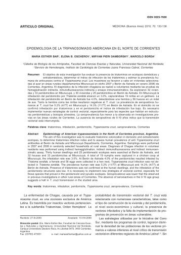 EPIDEMIOLOGIA DE LA TRIPANOSOMIASIS AMERICANA EN EL ...