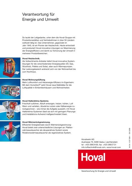 AdiaVent Planungshandbuch - Hoval Herzog AG