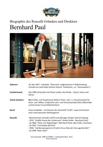 1. Bernhard Paul - Biografie (PDF) - Circus Roncalli