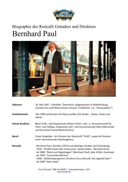 1. Bernhard Paul - Biografie (PDF) - Circus Roncalli