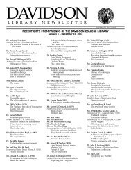 Library Gift List-4/1/03 - Davidson College
