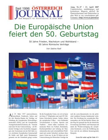 Die Europäische Union feiert den 50. Geburtstag - Österreich Journal