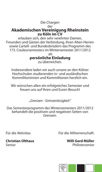 Akademischen Vereinigung Rheinstein - Rheinstein zu Köln