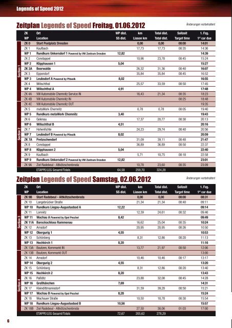 Programmheft von 2012 - Legends Of Speed