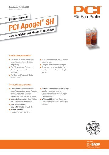 Silikat-Gießharz PCI Apogel ® SH - PCI-Augsburg GmbH