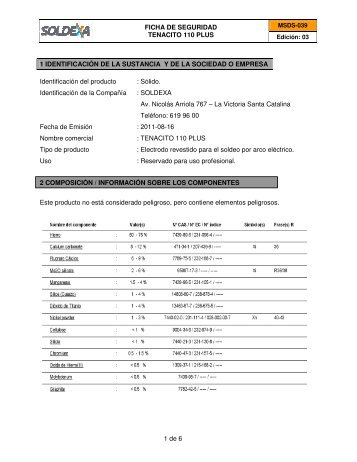 FICHA DE SEGURIDAD TENACITO 110 PLUS 1 de 6 1 ... - Soldexa