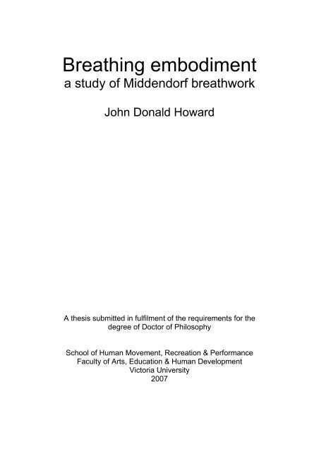 Breathing embodiment - Victoria University Institutional Repository