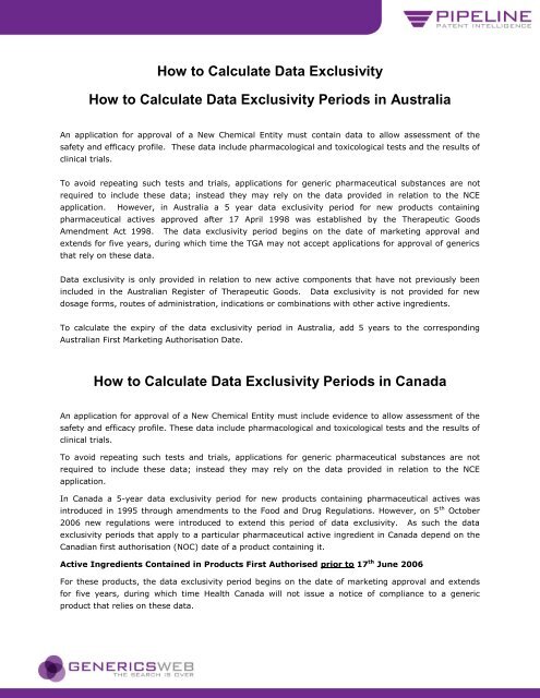 How to Calculate Standard Patent Expiry Dates and ... - GenericsWeb