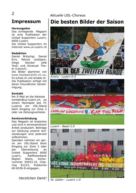 Der Stelzbock - Das Blatt für den Block - United Supporters Luzern