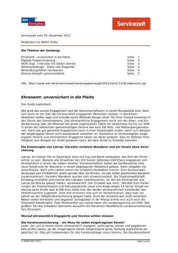 PDF zur Sendung vom 19. Dezember 2012 - WDR.de