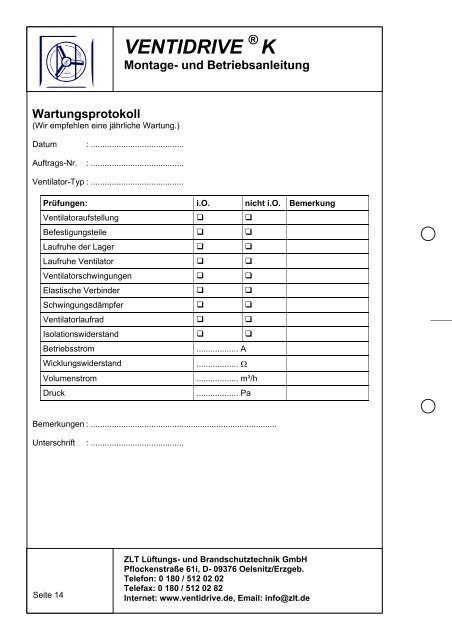 Montageanleitung - ZLT Lüftungs