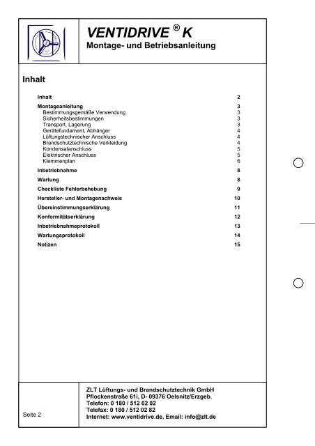 Montageanleitung - ZLT Lüftungs