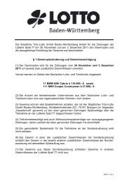 Die Staatliche Toto-Lotto GmbH  Baden-Württemberg ändert für die ...