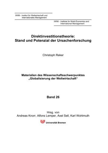 Stand und Potenzial der Ursachenforschung - Institute for World ...