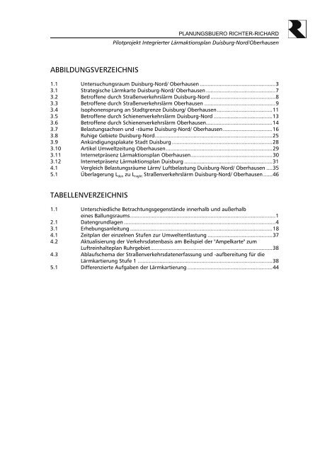 Integrierter Lärmaktionsplan Duisburg-Nord / Oberhausen