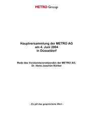 Hauptversammlung der METRO AG am 4. Juni 2004 in Düsseldorf