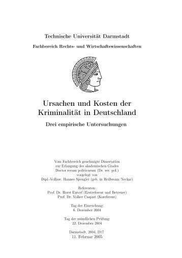 Ursachen und Kosten der Kriminalität in Deutschland - tuprints ...