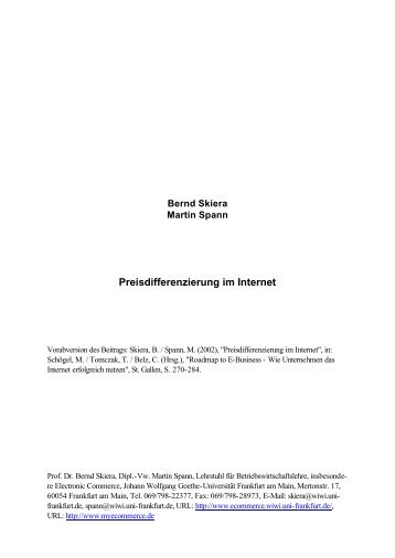 Preisdifferenzierung im Internet - Goethe-Universität