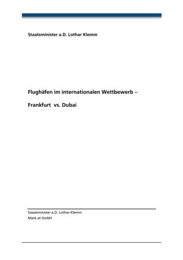 Flughäfen im internationalen Wettbewerb – Frankfurt vs. Dubai