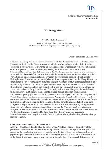 Wir Kriegskinder (pdf) - Lindauer Psychotherapiewochen