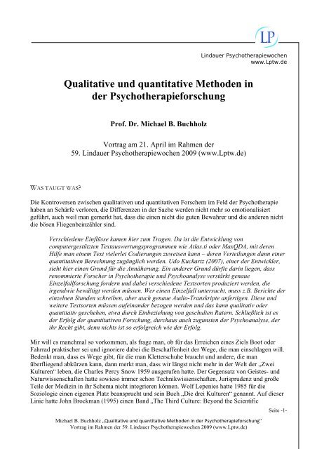 Qualitative und quantitative Methoden in der Psychotherapieforschung